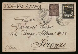 Italian dominion: Airmail cover franked with 50c.+50c. cancelled ...