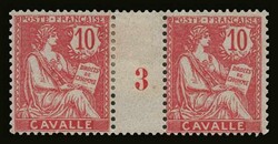 French post office: 10c. gutter pair "CAVALLE" inscription, with ...