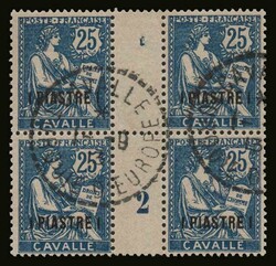 French post office: 1pi./25c. in B4 (2 gutter pairs) "CAVALLE" ...