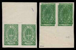 Russian Administration issues: 2 met. and 1 gr. green proofs in pairs ...