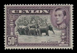 Ceylon: SG. 394 with yellow spots on gum side. F