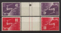 Israel: 1949 UPU.Special 521b/522b "tete-beche" gutter pairs, u/m. VF