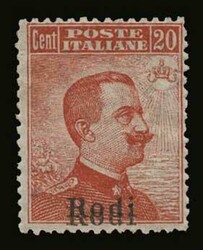 Italian occupation 20c. "Consecutive overprints" with double "RODI" ...