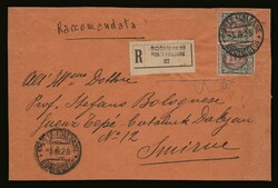 Italian occupation: Registered cover franked with 1L.in pair Italian ...