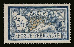 French post office: 15 values complete set "Crete issue", m. VF ...