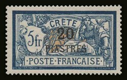 French post office: 5 values complete set "Surcharged Cretan issue", ...