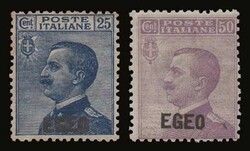 Italian occupation: 2 values complete set "EGEO" overprint, m. VF ...