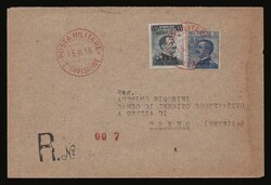 Italian occupation: Registered cover franked with 20c./15c. +25c. ...