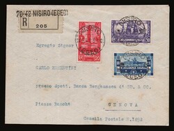 Italian dominion: Registered cover franked 3 values complete Italian ...