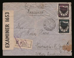 Italian dominion: Registered airmail cover franked with 5L.+1L, ...