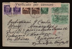 Multifranked censored cover (1942) with Italian stamps, arrival ...