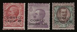 Italian occupation: 3 values complete set "2nd CORFU" overprint, m. ...