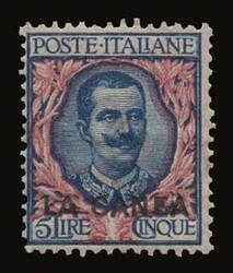 Italian post issues: 11 values complete set "LA CANEA" overprint, m. ...
