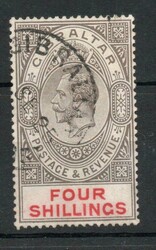 1921 | GIBRALTAR SG 100 1921 4/- USED GIBRALTAR SG 100 1921 GV 4/- IN ...