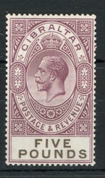 1925 | GIBRALTAR SG 108 1925 £5 L/M/M GIBRALTAR SG 108 1925 £5. IN ...