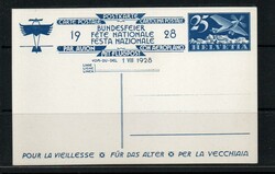 1928 | SWISS NATIONAL FETE AIR POSTCARD UNUSED AND IN FINE CONDITION