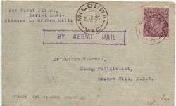 1925 | AUSTRALIA 1ST FLIGHT AERIAL MAIL MILDURA TO BROKEN HILLONLY 39 ...