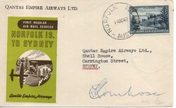 1947 | NORFOLK ISLAND 1ST FLIGHT QUATAS EMPIRE AIRWAY NORFOLK ISLAND ...
