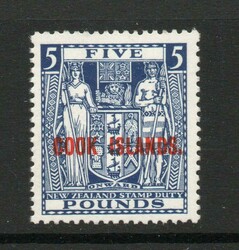 1932 | COOK ISLANDS SG 98b 1932 GV OVERPRINTED £5 VALUE. FINE MINT ...