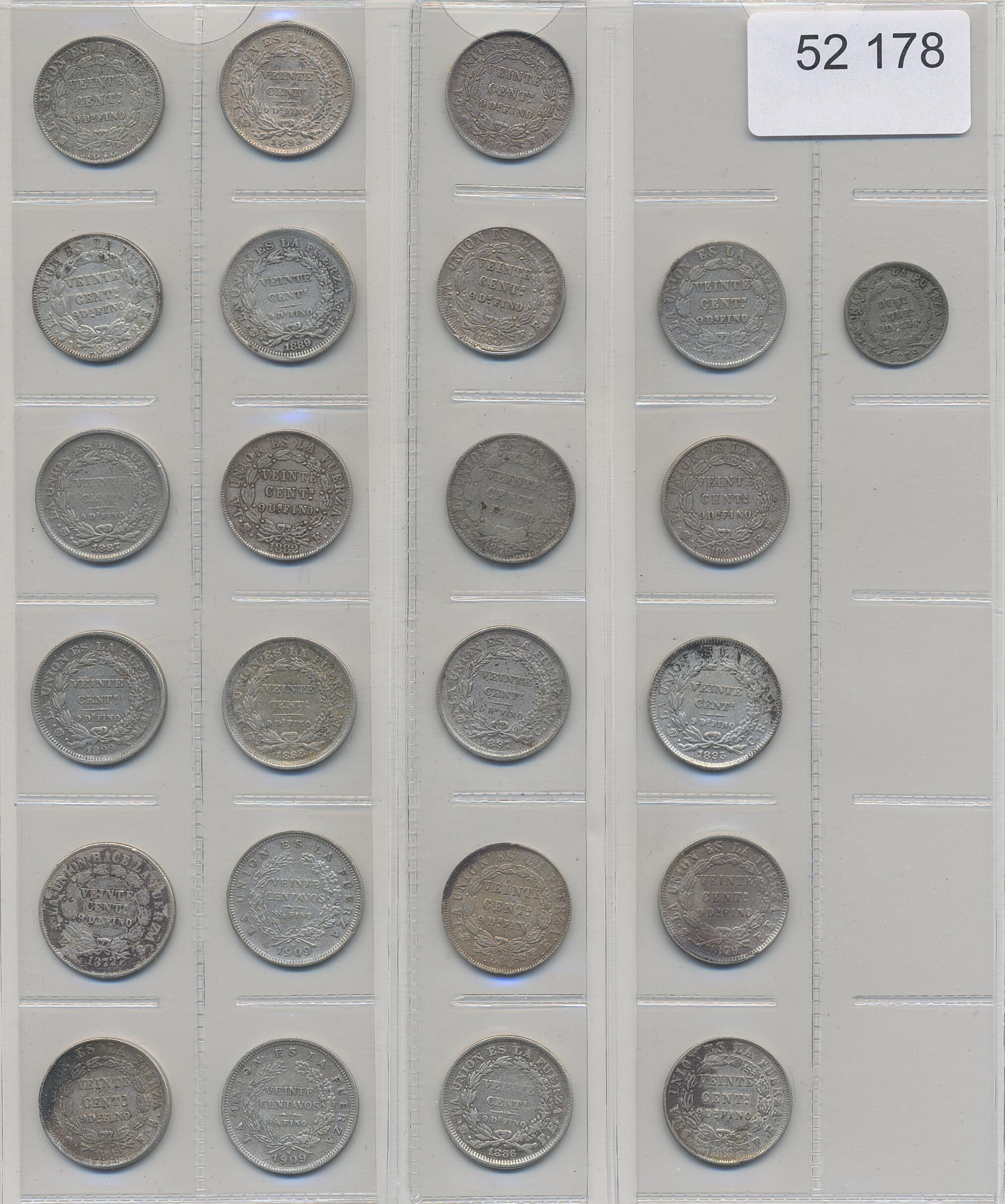 Bolivia, Collection of silver coins 1872–1909 in total 24 pcs, ...