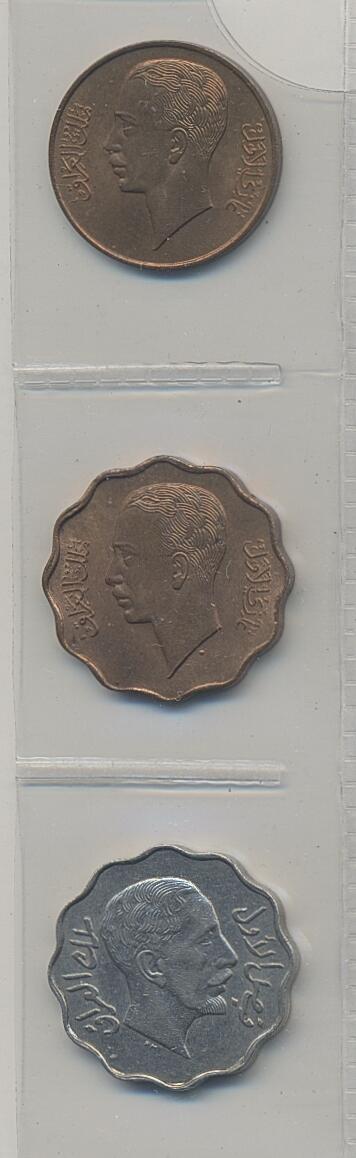Iraq, 1 fil 1938, 4 fils 1938 and 4 fils 1933 in high grades