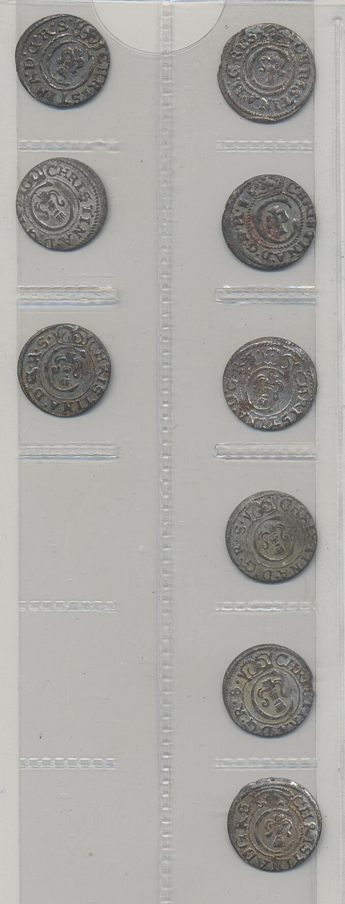 Sweden, Riga, Kristina Group of nine solidus coins in high grade