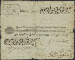 Sweden, 5 riksdaler Dated 11 sept 1816. Scarce in issued form. Paper ...