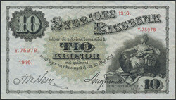 Sweden, SF 4:11 10 kronor 1916 No: Y