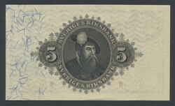 Sweden, SF 7:10 5 kronor 1927 Not folded, handling marks