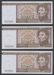 Sweden, 1000 kronor 1984 Ten banknotes, mixed quality