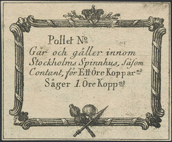 Sweden, Stockholm Spinnhus. 1 öre kopparmynt ND (18th Century), ...