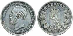 Norway, Oskar II NM 17 2 kroner 1878 1+/01