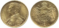 Belgium, Albert I KM 857 20 francs 1914 XF