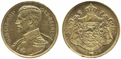 Belgium, Albert I KM 857 20 francs 1914 XF