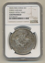 China, Chihli, L&amp;M- 462 1 dollar 1903 (Year 29) Chopmarked. ...