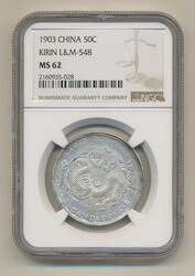 China, Kirin, L&amp;M- 548 50 cents 1903 Lustrous example of this ...