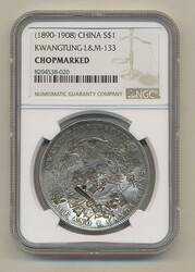 China, Kwangtung, L&amp;M- 133 1 dollar ND (1890–1908) Chopmarked. ...