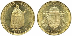 Hungary, KM 486 20 korona 1892 6.78 g. XF