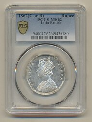 India, Queen Victoria (1837-1901) KM 473.1 1 rupee 1862 Bombay mint. ...
