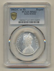 India, Queen Victoria (1837-1901) KM 473.1 1 rupee 1862 Bombay mint. ...