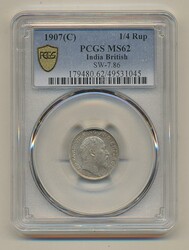 India, Edward VII (1901-1910) KM 506 ¼ rupee 1907 Calcutta mint. ...