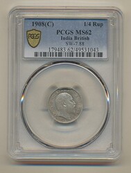 India, Edward VII (1901-1910) KM 506 ¼ rupee 1908 Calcutta mint. ...