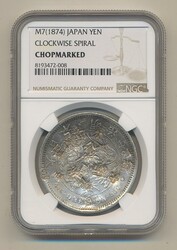 Japan, KM -A25.21 yen 1874 (Meiji 7) Chopmarked. Scarce date with ...