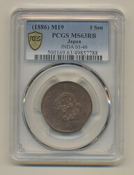 Japan, Mutsuhito (1867-1912) KM -171 sen 1886 (Meiji 19) Graded by ...