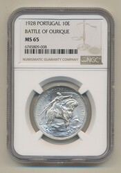 Portugal, KM 579 10 escudos 1929 Commemorative issue for the Battle ...