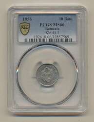 Romania, KM 84.3 10 bani 1956 Graded by PCGS as MS66