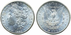 U.S.A., KM 110 1 dollar 1884 CC XF