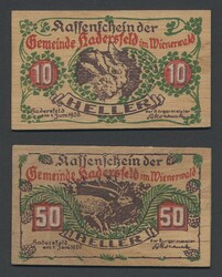 Austria, Hadersfeld im Wienerwald, 10 and 50 Heller Emergency ...