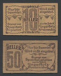 Austria, Hadersfeld im Wienerwald, 10 and 50 Heller Emergency ...