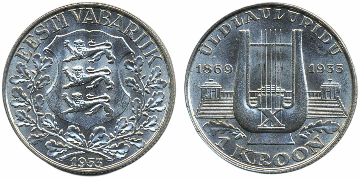 Estonia, KM 14 1 kroon 1933 Lustrous example. XF-UNC